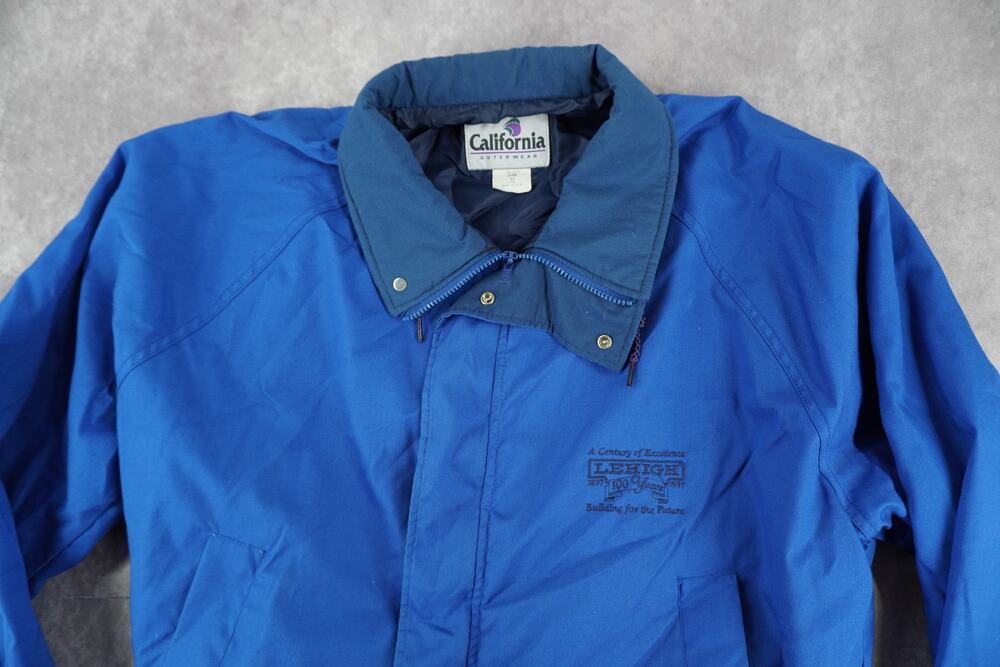Vintage 90s California Outerwear Lehigh University Blue Bomber Jacket XL USA